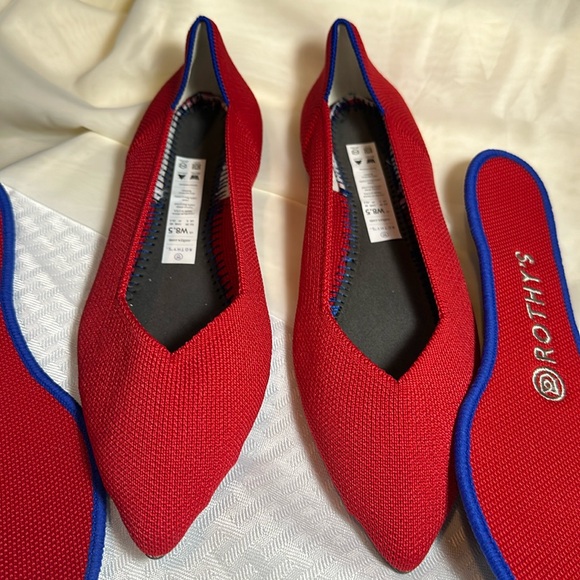 Rothy’s ballet flats shoes bright red textile 8.5 - Picture 2 of 10